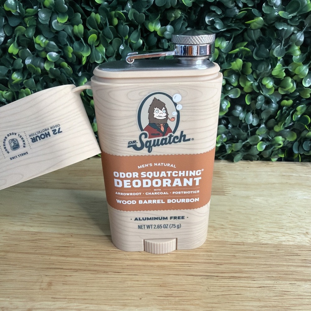 Dr Squatch Flask- Wood Barrel Bourbon Deodorant - fake out deodorant flask